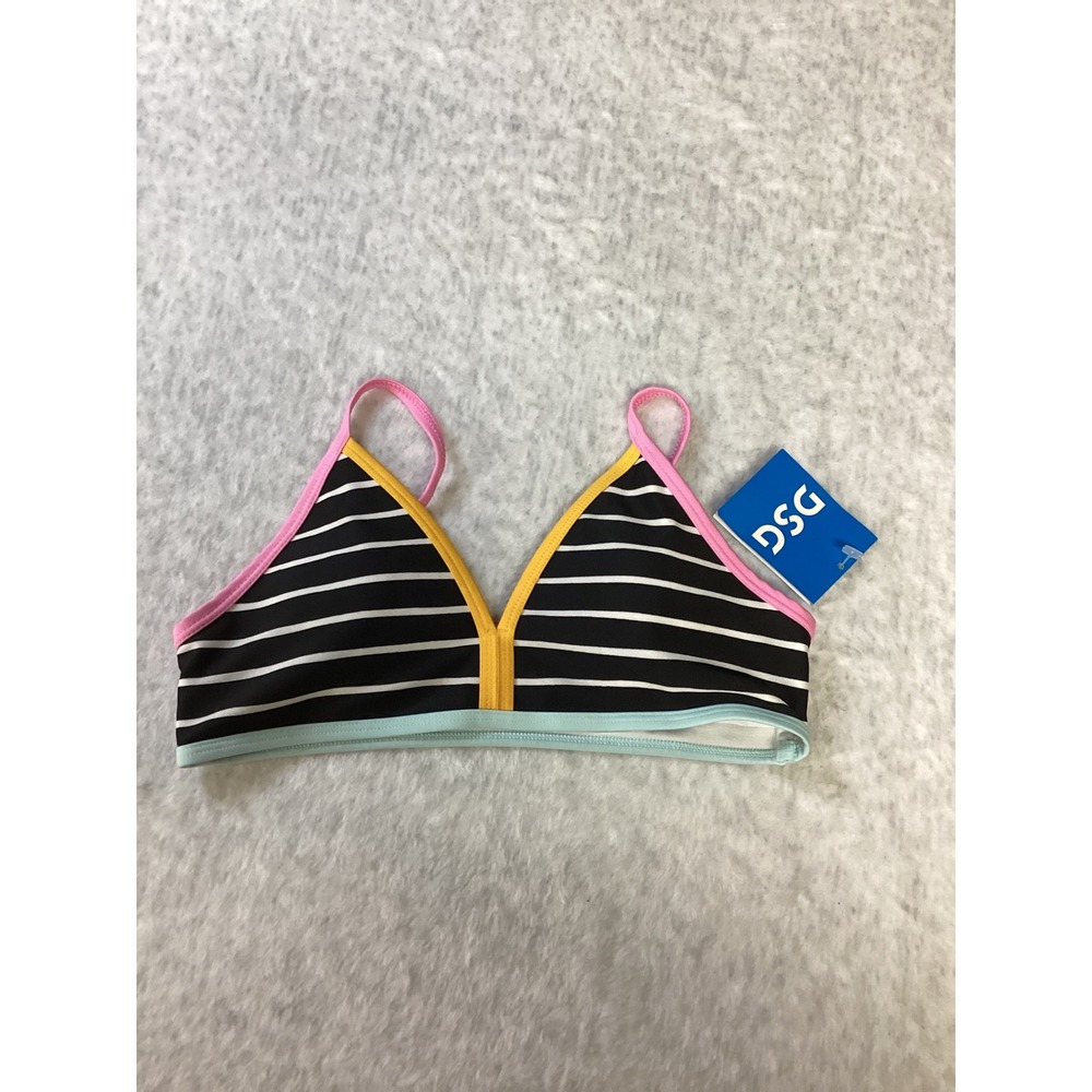 DSG Girls Sanibel Stripe Bound Bikini Top Multi Color Size M‎ UPF 50+ New